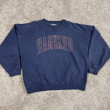 Vintage Harvard Crimson Sweatshirt Adult XL Blue Distressed 90s Made USA picture