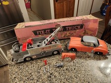 Vintage and Rare 1950'S IDEAL TOY COMPANY FIX-IT TOW TRUCK WORKING with Box picture