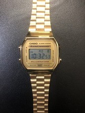 Pre-Woned Casio Vintage Gold Digital Illuminator Watch for Men A168WG-9 picture