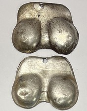 Hispanoamerican antique Ex Votos lot x2 Breast, miracles, lamine du metal silver picture