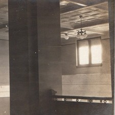 c1910s Interior Architecture Lobby RPPC Columns Coffered Ceiling Staircase Light picture