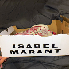 Isabel Marant collab womenHigh Top Canvas Lace-Up Sneakers Red/White Paisley picture