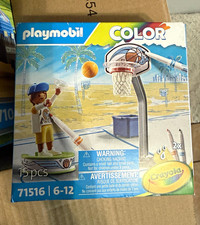 PLAYMOBIL Color 71516 Basketball Set w/ Crayola Markers 15 pc BRAND NEW IN BOX picture
