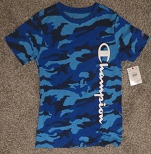 Boys NWT Champion Shirt Bozetto Blue Camo 18/20 XXL picture