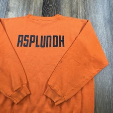 Vintage 70s Russell Sweatshirt Mens L Orange Distressed Asplundh Workwear USA picture