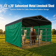 13x20ft Galvanized Livestock Shelter Metal Cattle Shed Steel Barn Horse Goat picture