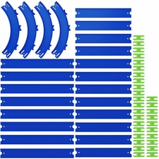 Straight & Curved Track Compatible with Hot Wheels 24pc 1:64 Blue 20ft picture