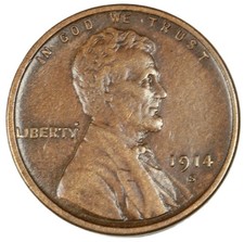 1914-S 1C BN Lincoln Cent- Choice VF++ - SMH- 2504 picture
