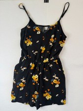 H&M Divided Black Floral Short Romper size medium picture
