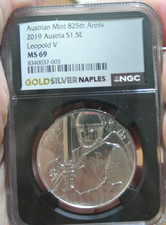 2019 AUSTRIA $1.5E EURO AUSTRIAN MINT 825TH ANNIV MS 69 NGC picture