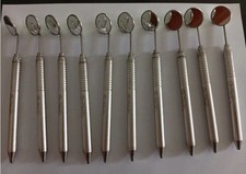 Lot of 10 Pcs Hu-Friedy MH6 Dental Mouth Mirrors Steel Handles Same as Picture picture