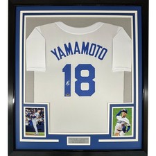 Framed Facsimile Autographed Yoshinobu Yamamoto 35x39 LA White Jersey picture