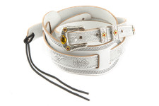 Genuine Gretsch Vintage Tooled Leather Adjustable Guitar Strap, (White) picture