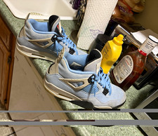 Jordan Air Jordan 4 Men’s Mid Top Lace Up Athletic Sneakers Blue/Gray picture