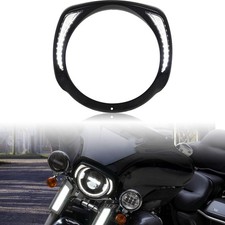 VEISUTOR Headlights Bezel Ring w/LED DRL for Harley Touring, Black Headlight ... picture