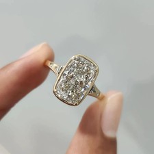 5Ct Elongated Cushion Moissanite Solitaire Engagement Ring in 10k Yellow Gold picture