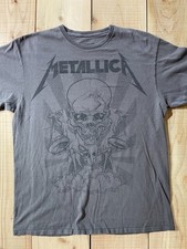 Metallica T-Shirt Men's Size L Gray Skull Graphic Heavy Metal Band Tee picture