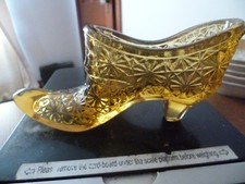 Vintage Fenton Daisy And Button Amber Glass Shoe picture