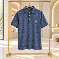 Rhoback The Back Tees Men Golf Polo Shirt Slate Blue Lotus Pink  picture