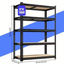 5-Tier Heavy Duty Metal Shelving Unit Adjustable Garage Shelves Utility Rack picture