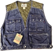 VTG NWT ON THE BRINK Green Quilted Utility Vest  STREETWEAR 80s 90s Pockets Sz L picture
