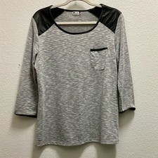 NEW Gray & Faux Black Leather Top picture