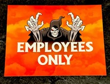 Spirit Halloween ISE Cardboard Employees Only Sign Jack The Reaper picture