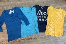 Y2K VTG AERO Aeropostale Spell Women Embroidered Shirt Cotton Tee Large L LOT picture