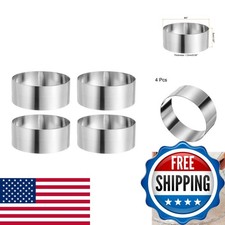 HARFINGTON 4PCS Round Cake Ring 5 x 2 Inch Seamless Stainless Steel Pastry picture
