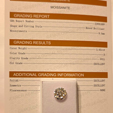 GRA Certified D VVS1 Round Brilliant Moissanite Loose Gem 3.02ct 9.5mm picture