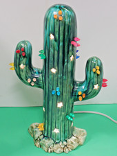 Vintage Light-up Hand Painted Ceramic Christmas Saguaro Cactus Tree 15