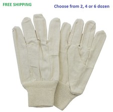 Cotton Canvas Gloves Knit Wrist Clute Cut Rugged Working All Purpose Glove Large picture
