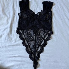Vintage Victoria’s Secret Black Lace Teddy Bodysuit 34C picture