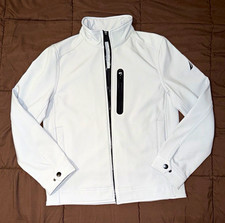 Nautica Mens White Windbreaker Jacket Full Zip Water Resistant Stretch Size S picture