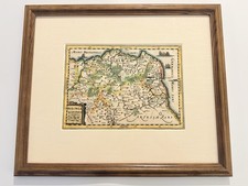 Antique 1600s Mercator Atlas Minor Map Calais Boulogne France Hand Color Framed picture
