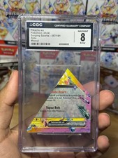 Pokemon MAJOR MISCUT FOLD OVER ERROR STRAIGHT EDGE Pikachu Surging Sparks CGC 8 picture
