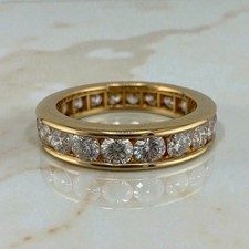 Vintage 14K Yellow Gold Diamond Channel Set Eternity Band 1.40 CTW Size 3.5 picture