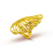 18K Gold Vintage Large Ring Shell Like Resizable picture