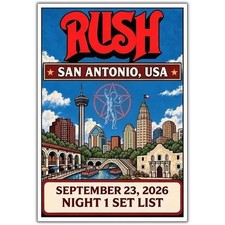 Rush Poster San Antonio TX Sep 23 2026 Night 1 Set List Concert picture