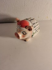 Vintage Pig Piggy Bank With Santa Claus Hat picture