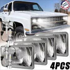 4pcs 4x6''GLASS LED Headlights Hi/Lo Beam For Chevrolet R2500 Suburban 1989-1991 picture