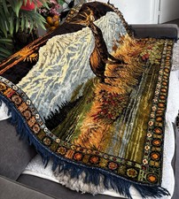 1960’s Deer Tapestry 94x 86cm Beautiful Snow Capped Mountains B3 picture