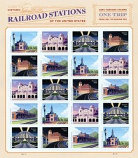 2023 Railway Station Permanent Stamps, 100 stamps.Creative stamp collectibles picture
