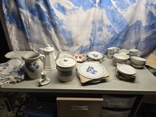 Pfaltzgraff Yorktowne Blue White Stoneware Dinnerware Serveware Mega Lot 40+ Pcs picture