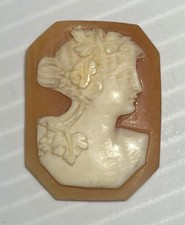 Antique Vintage Carved PORTRAIT Shell Truncated Rectangle Cameo UNSET picture