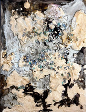 Modern Abstract Textured Canvas Painting | Silver Gold Mixed Media 16x20  picture