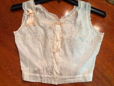 Antique Edwardian Victorian Camisole Corset Cover ~ Cotton, lace, pintucks & Tie picture