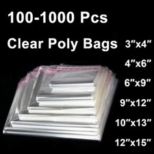 100-1000Pcs Clear Self Adhesive Poly Bags OPP Cellophane Plastic Bags 7 Sizes picture