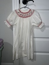 VINTAGE STRASBURG HEIRLOOM HTF CANDY CANE smocked Christmas Dress 18m picture