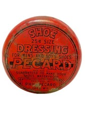 Vintage Pecard Empty Red Can Shoe Dressing for Mens and Boys Shoes   picture